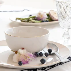 Bol avec liseré en porcelaine D13,5cm - blanc