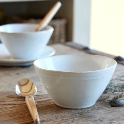 Bol en grès avec liseré beige D15,7cm - blanc ventoux