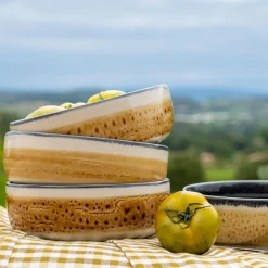 Bol en grès peint D15cm - marron