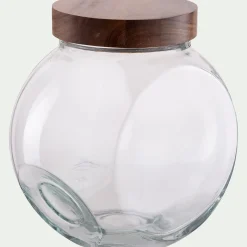 Bonbonnière en verre avec couvercle en acacia 4L - transparent