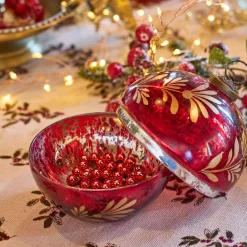 Boîte déco boule de Noël en verre D10cm - rouge
