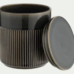 Boîte déco en grès D11xH13,5cm - bleu