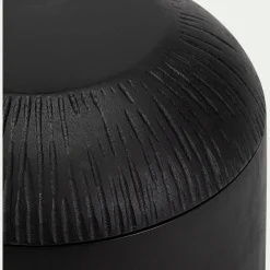 Boîte déco ronde en manguier D15xH15,5cm - noir