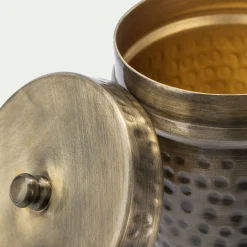 Boîte décorative ronde en fer - doré D10xH10cm