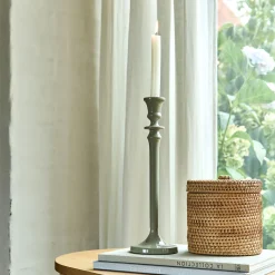 Bougeoir en aluminium H31,5cm - blanc