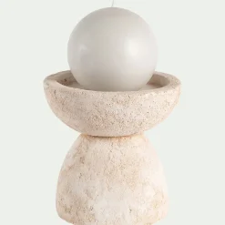 Bougeoir en ciment H15xD15,3cm - beige