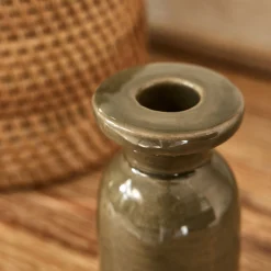 Bougeoir en céramique D5,5xH8,5cm - vert cèdre