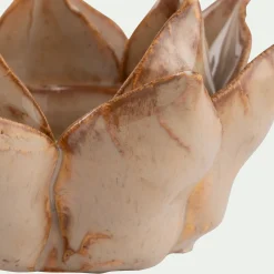 Bougeoir fleur en céramique D11,5cm - beige