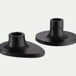 Bougeoir ovale en fonte d'aluminium H3,5cm - noir