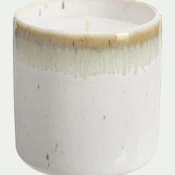 Bougie déco en céramique cylindrique H7,5cm - beige