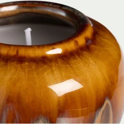 Bougie déco en grès H7cm - marron