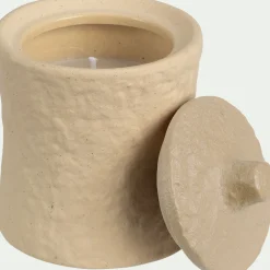 Bougie déco en grès H11cm - rose sable