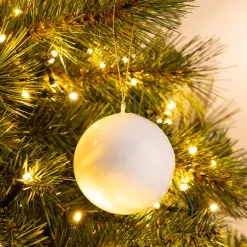 Boule de Noël en papier mâché D7cm - blanc