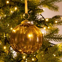 Boule de Noël en verre D9cm - orange