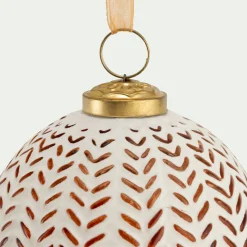 Boule de Noël en verre D10cm - blanc