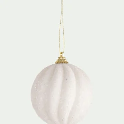 Boule de Noël perlée D8cm - blanc (modèle aléatoire)