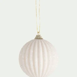 Boule de Noël perlée D8cm - blanc (modèle aléatoire)