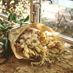 Bouquet de fleurs séchées 35cm - jaune