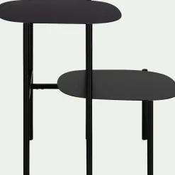 Bout de canapé double plateau en métal - noir H50cm