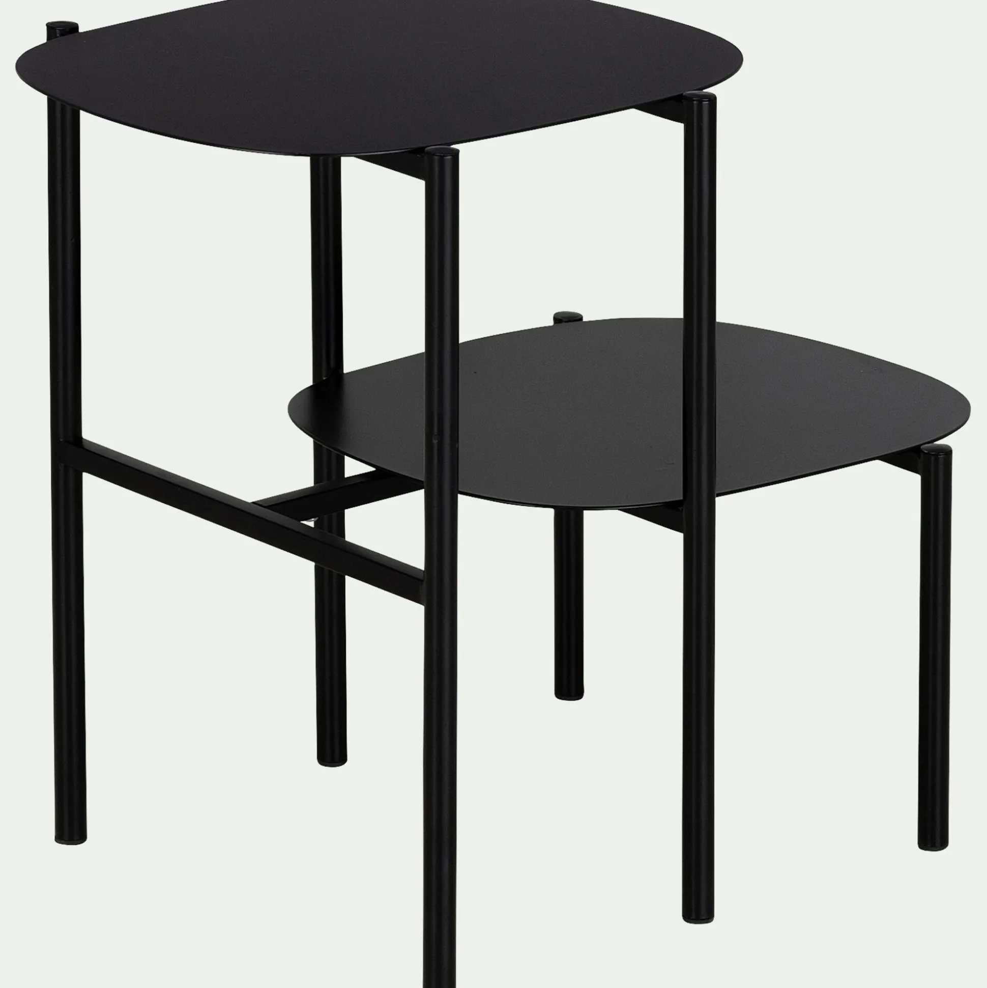 Bout de canapé double plateau en métal - noir H50cm