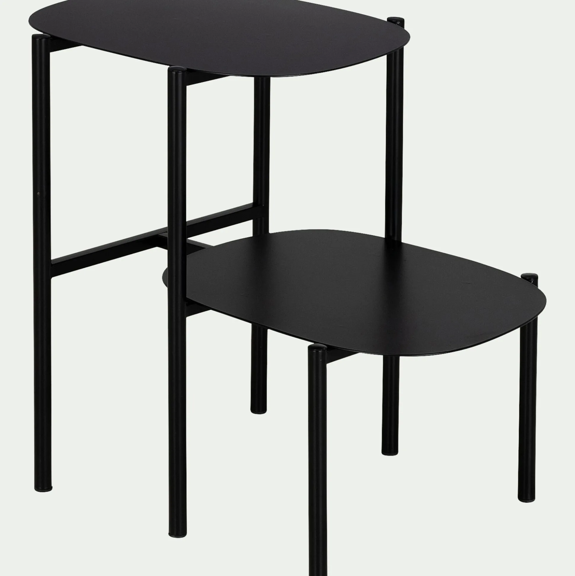 Bout de canapé double plateau en métal - noir H50cm