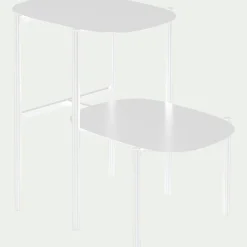 Bout de canapé double plateau en métal - blanc H50cm