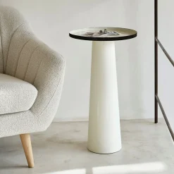 Bout de canapé en acier rond D40xH70cm - blanc