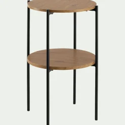 Bout de canapé en bois et acier - naturel D40xH72cm