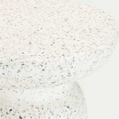Bout de canapé en ciment terrazzo D35xH45cm - blanc écru
