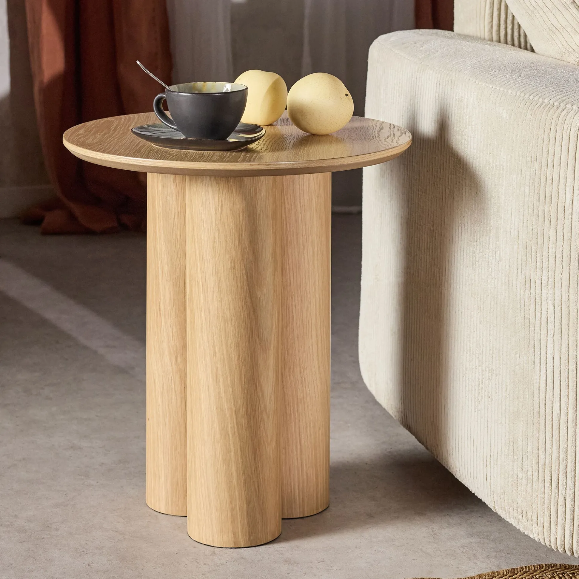 Bout de canapé rond en bois D45xH50cm - naturel