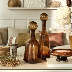 Bouteille déco en verre H41cm - brun rustrel