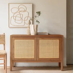 Buffet 2 portes en teck recyclé - bois clair