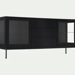 Buffet 2 portes et 3 tiroirs en bois - noir