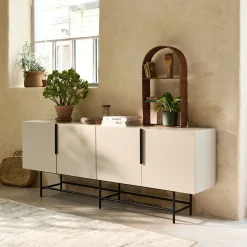 Buffet bas 4 portes en bois - beige