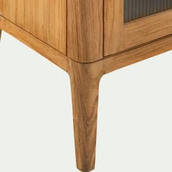 Buffet bas en teck recyclé et portes vitrées - bois clair