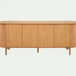 Buffet bas ovale en bois et piètement en chêne masif - bois clair