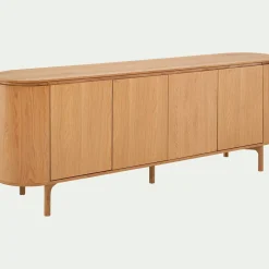 Buffet bas ovale en bois et piètement en chêne masif - bois clair
