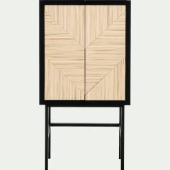 Buffet haut 2 portes en bois - noir