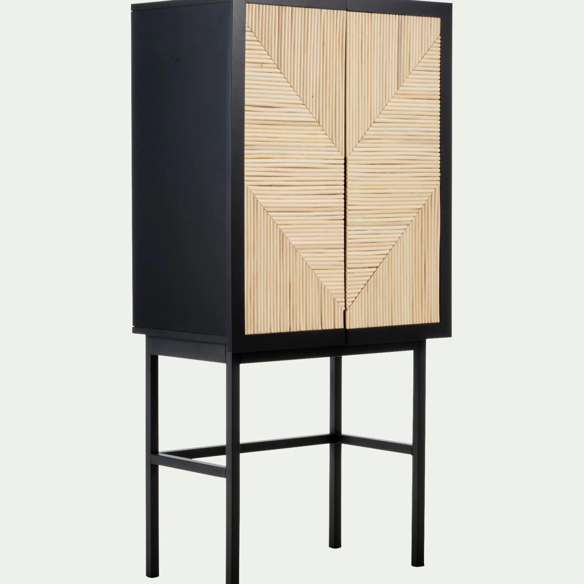 Buffet haut 2 portes en bois - noir