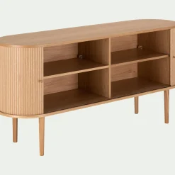 Buffet ovale en bois cannelé - bois clair