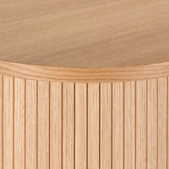 Buffet ovale en bois cannelé - bois clair