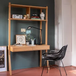 Bureau avec rangements en chêne massif L118xl50xH192cm - bois clair