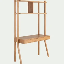 Bureau avec rangements en chêne massif L118xl50xH192cm - bois clair