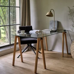 Bureau en bois et verre trempé - transparent