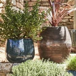 Cache-pot en céramique D24cm - bleu niolon