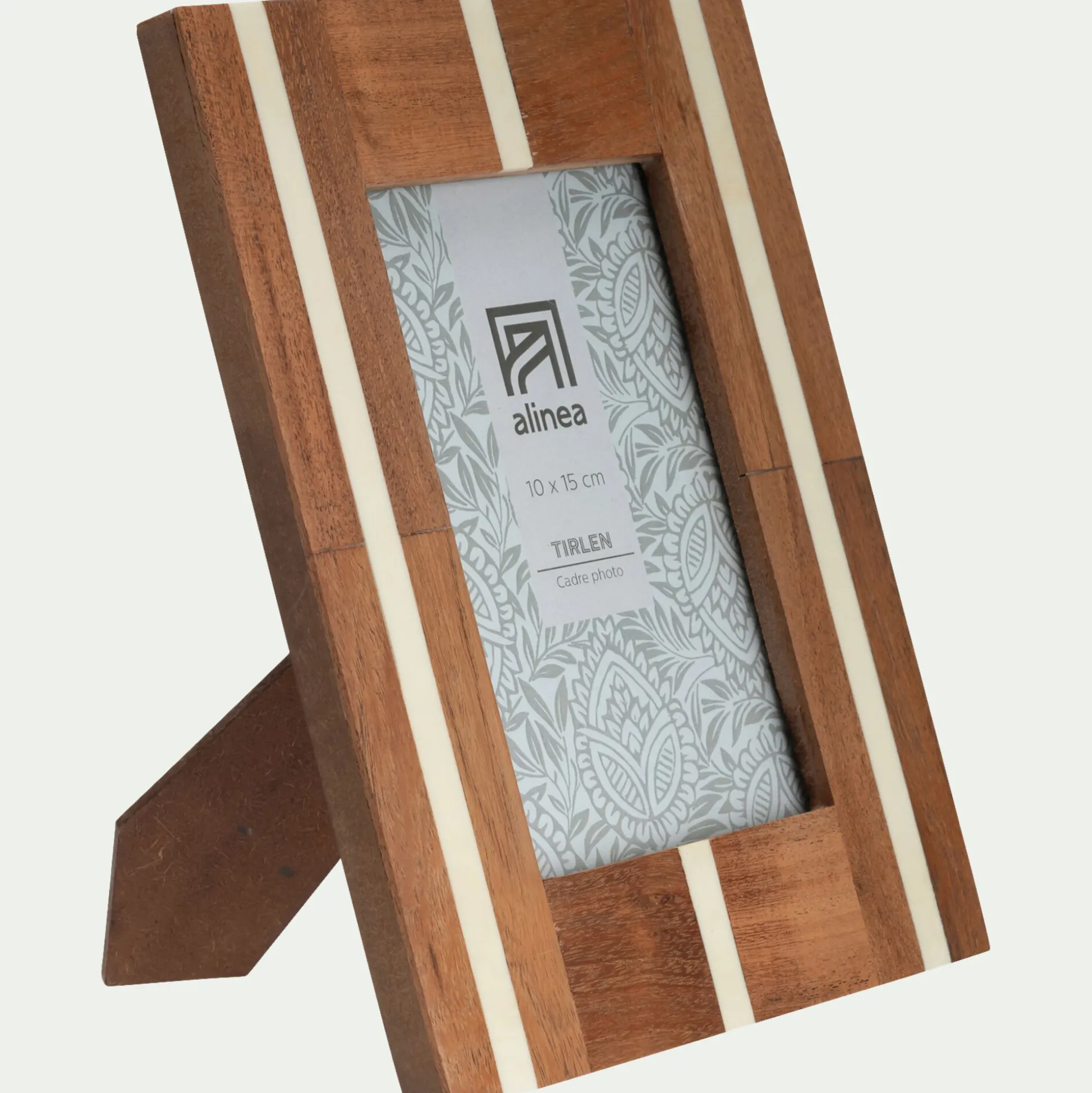 Cadre à poser rayé en bois 16x22cm - bois foncé