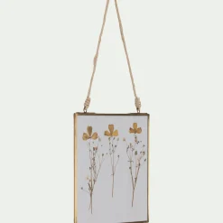 Cadre décoratif avec fleurs séchées 20x20cm - doré