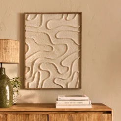 Cadre décoratif relief organique en papier de riz 60x80cm - blanc