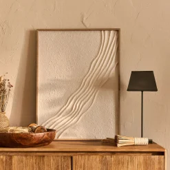 Cadre décoratif relief vague en papier de riz 60x80cm - blanc