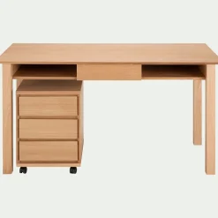 Caisson de bureau 3 tiroirs en bois - naturel